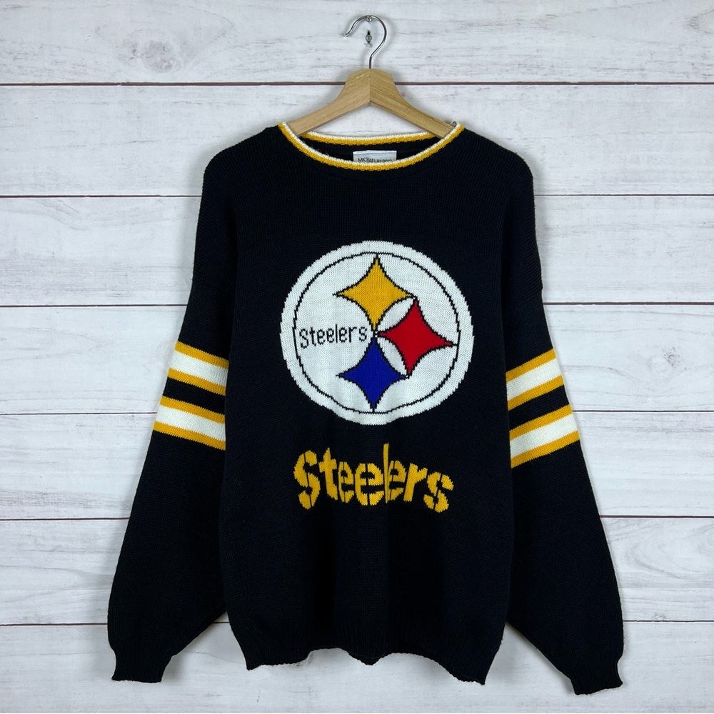 RARE Vintage 80s Pittsburgh Steelers NFL Knit Sweater Large